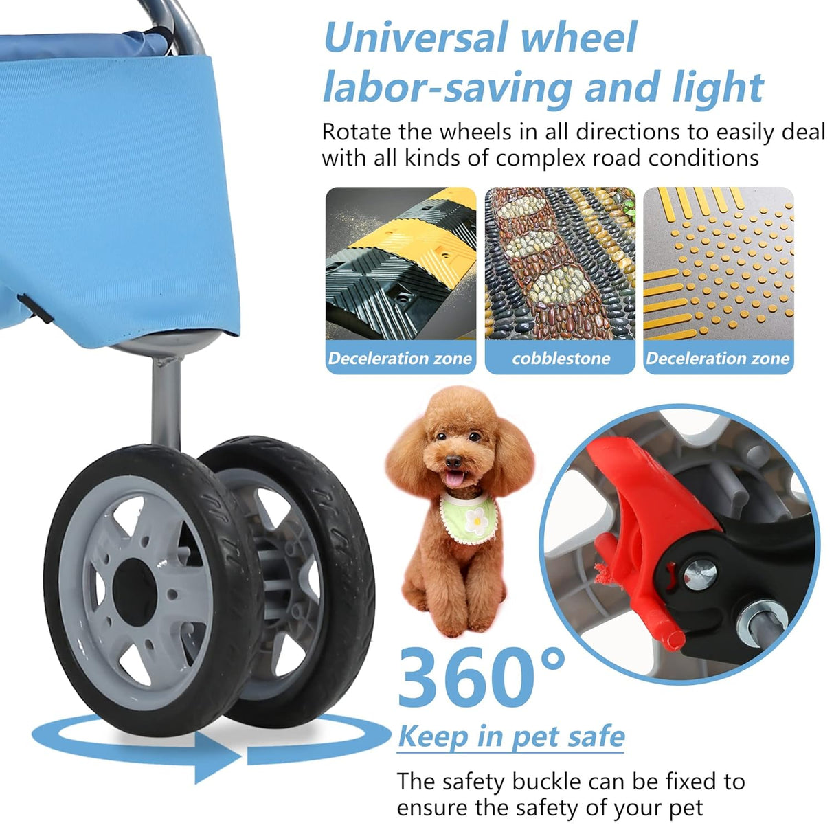 Carrito para perros, 3 ruedas, plegable, con canasta, modelo jogger