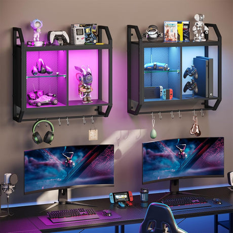 Estantes LED para juegos Bestier, estantes de vidrio ajustables