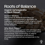 Ashwagandha con Pimienta Negra - Orgánico, 120 Cápsulas Veganas