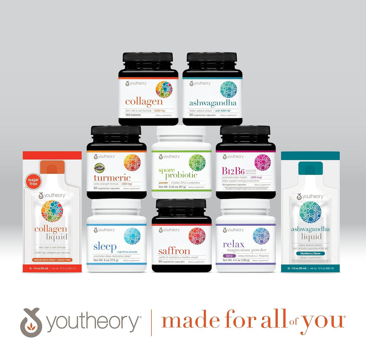 Suplemento Youtheory Ashwagandha+GABA  reducir el estrés