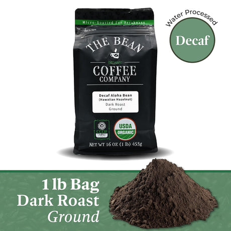 Café Molido Orgánico Descafeinado Aloha Bean 16 oz, The Bean