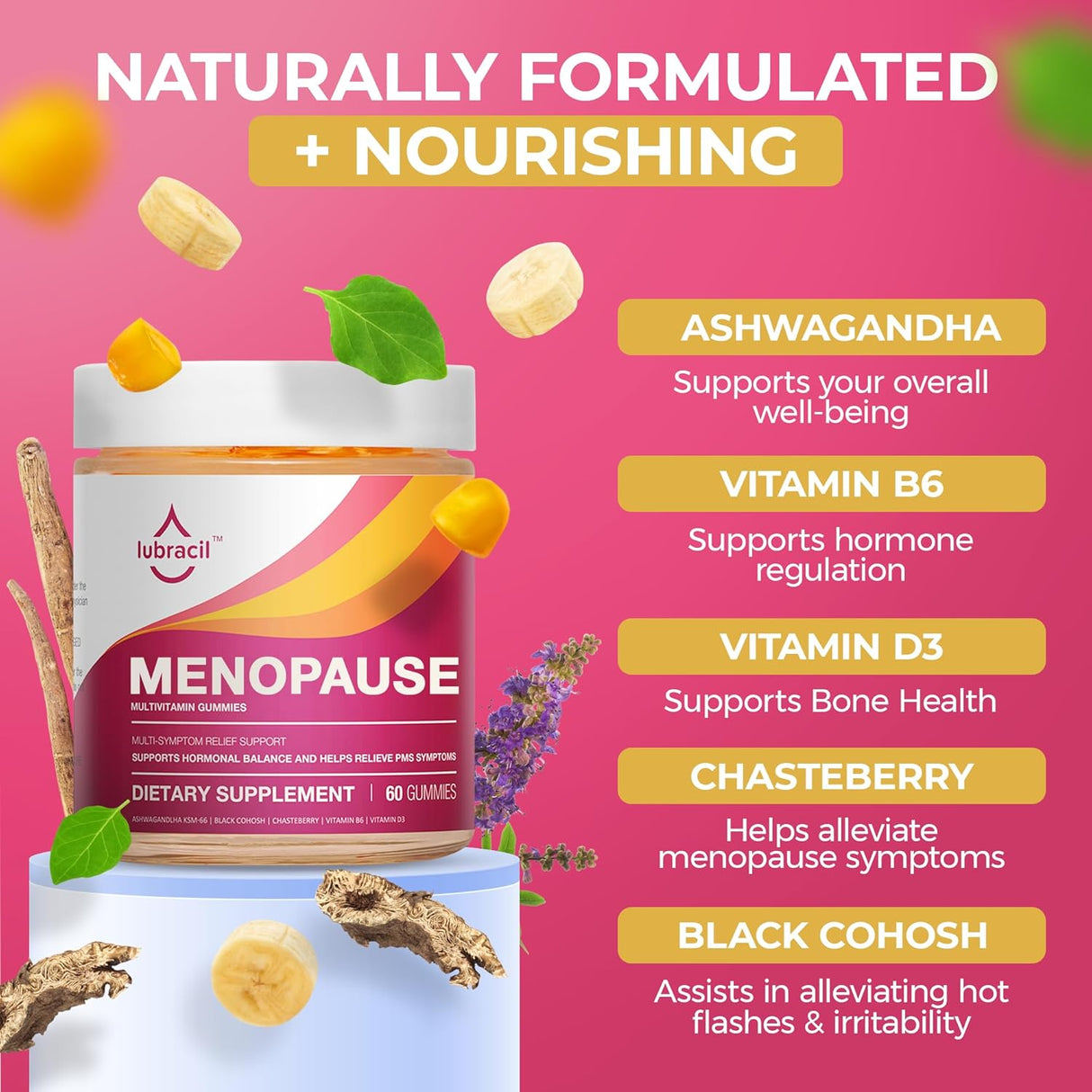 Lubracil Gominolas para Menopausia, Balance Hormonal, 60 pcs