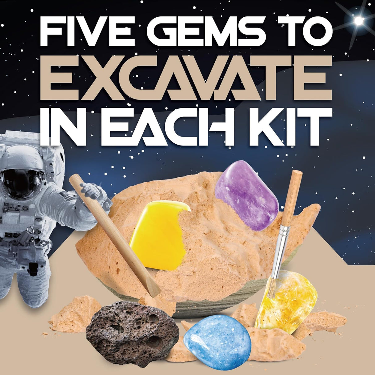 Kit de Excavación Cósmica - Big Discoveries, Gemas y Fósiles