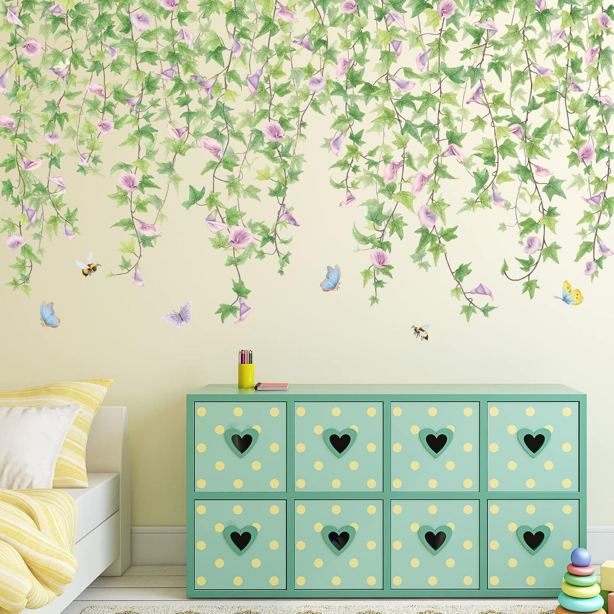 Vinilos Decorativos Flores y Mariposas - 2 PCS Murales DIY