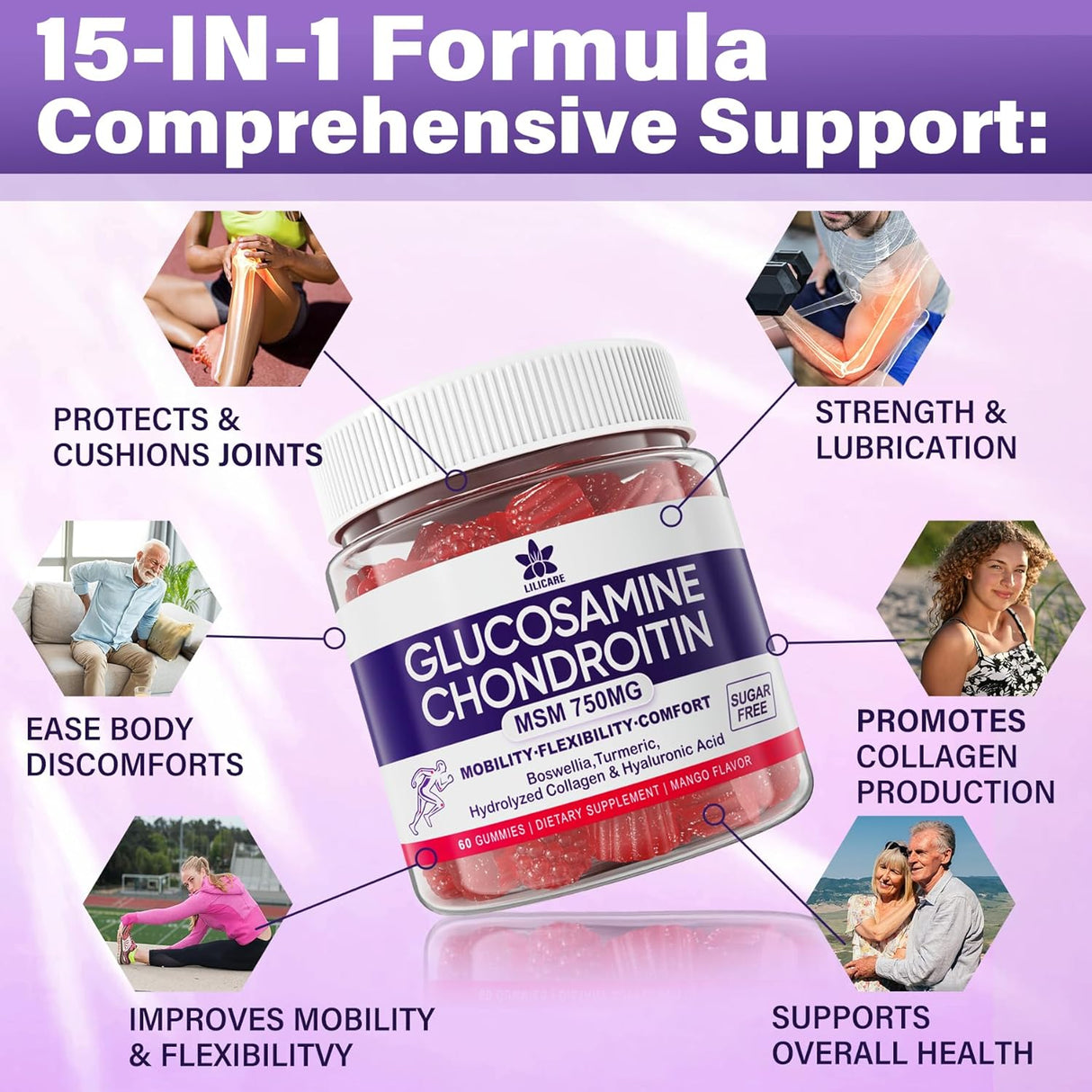 Gomitas de Glucosamina Chondroitin, Suplemento Extra Fuerte