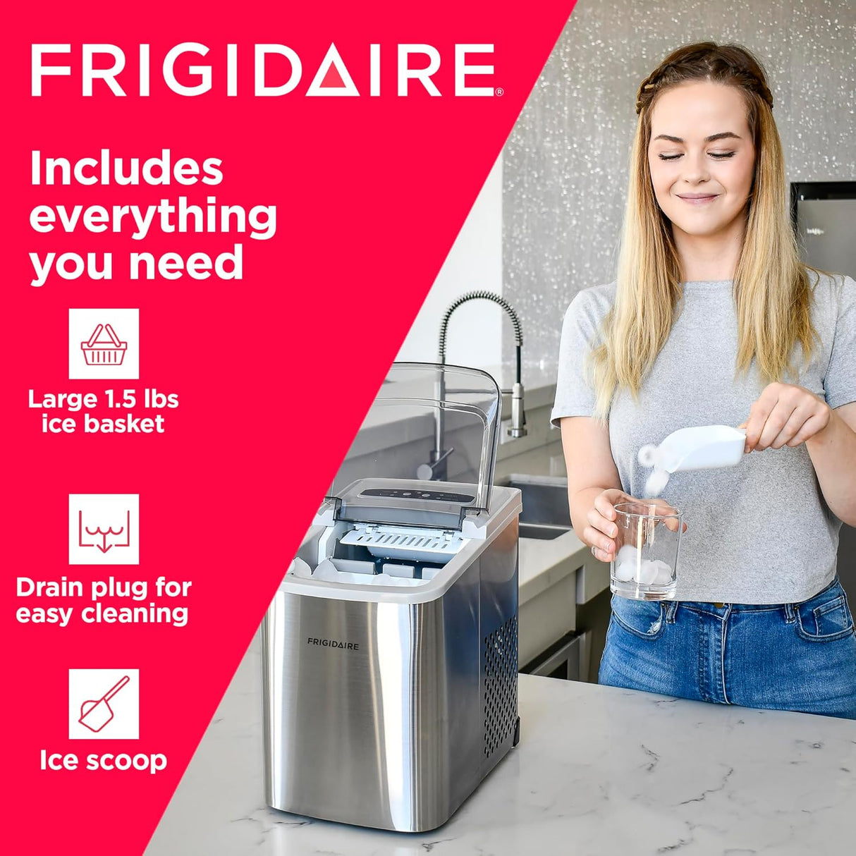 Máquina de Hielo Frigidaire, 26 lbs/día, Compacta, Modelo XYZ