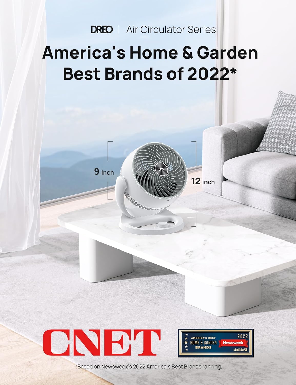 Ventilador Dreo 12 3 Velocidades, 70ft Potente, Silencioso