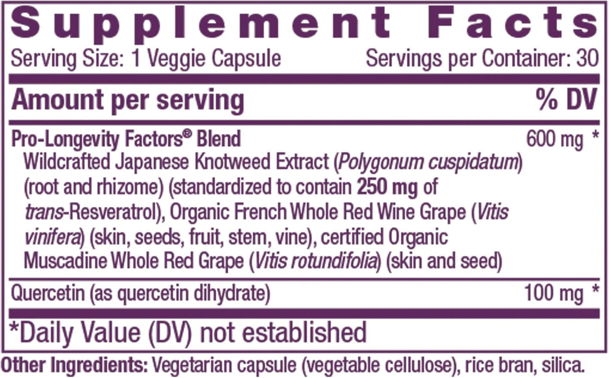 Suplemento antioxidante celular Resveratrol 250 mg Keto 30un