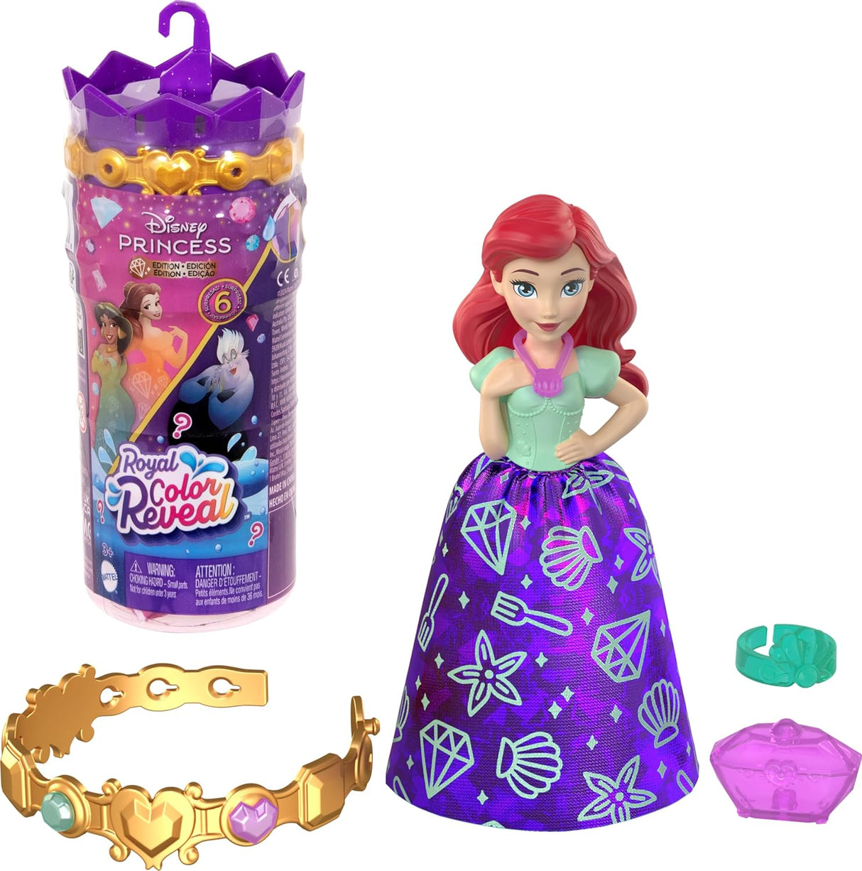 Muñeca Sorpresa Disney Princess, Mattel, 6 Sorprisas, Series Villanos