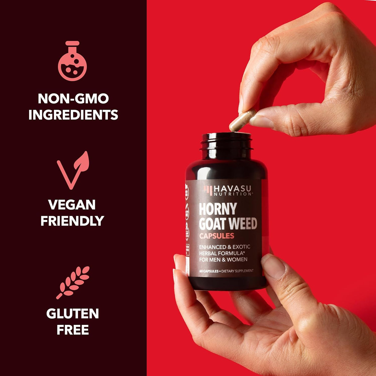 Suplemento Horny Goat Weed para él y ella  con raíz de maca