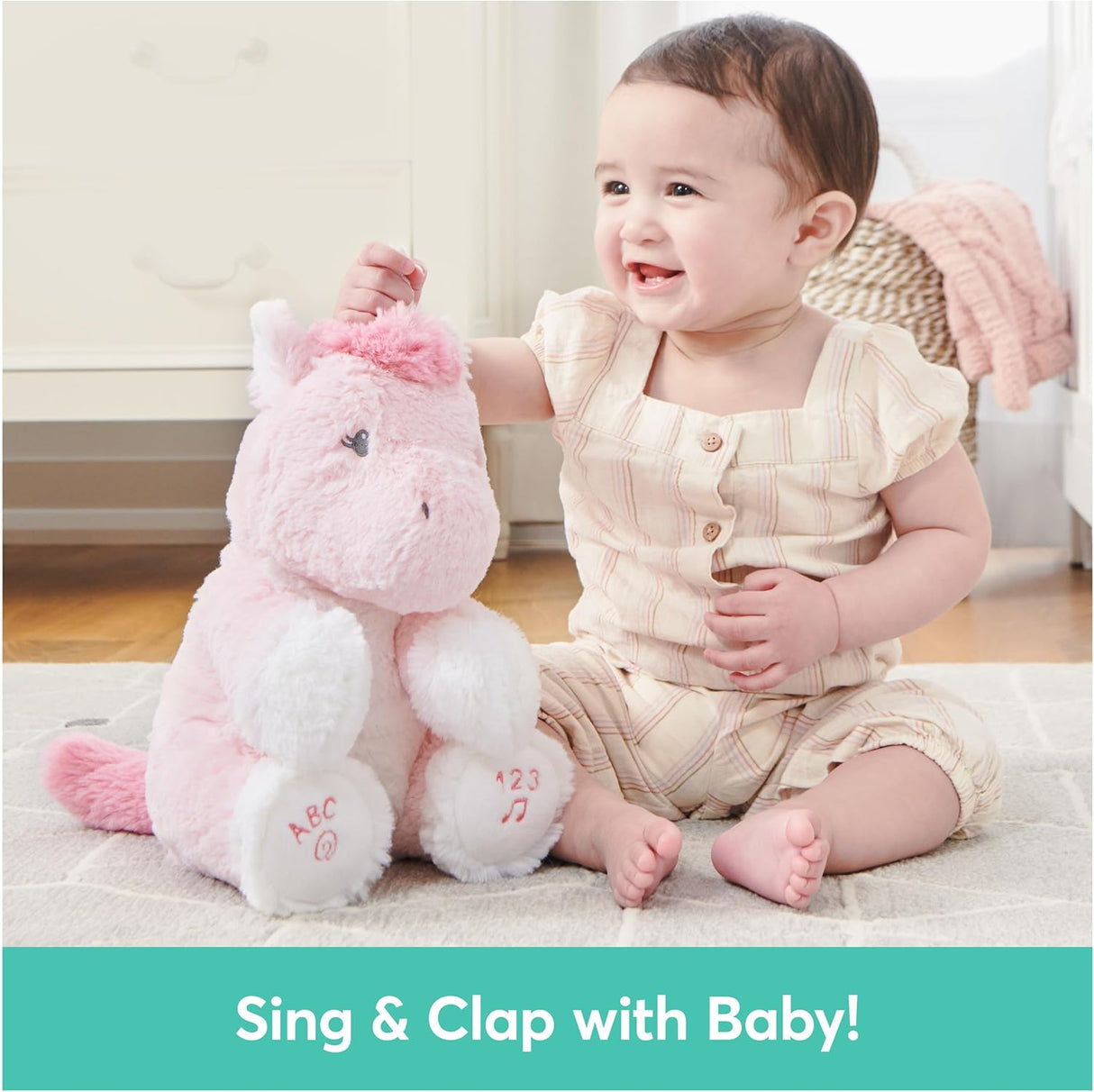GUND Alora Unicorn Peluche Animado, Canta ABC y 123, 11”