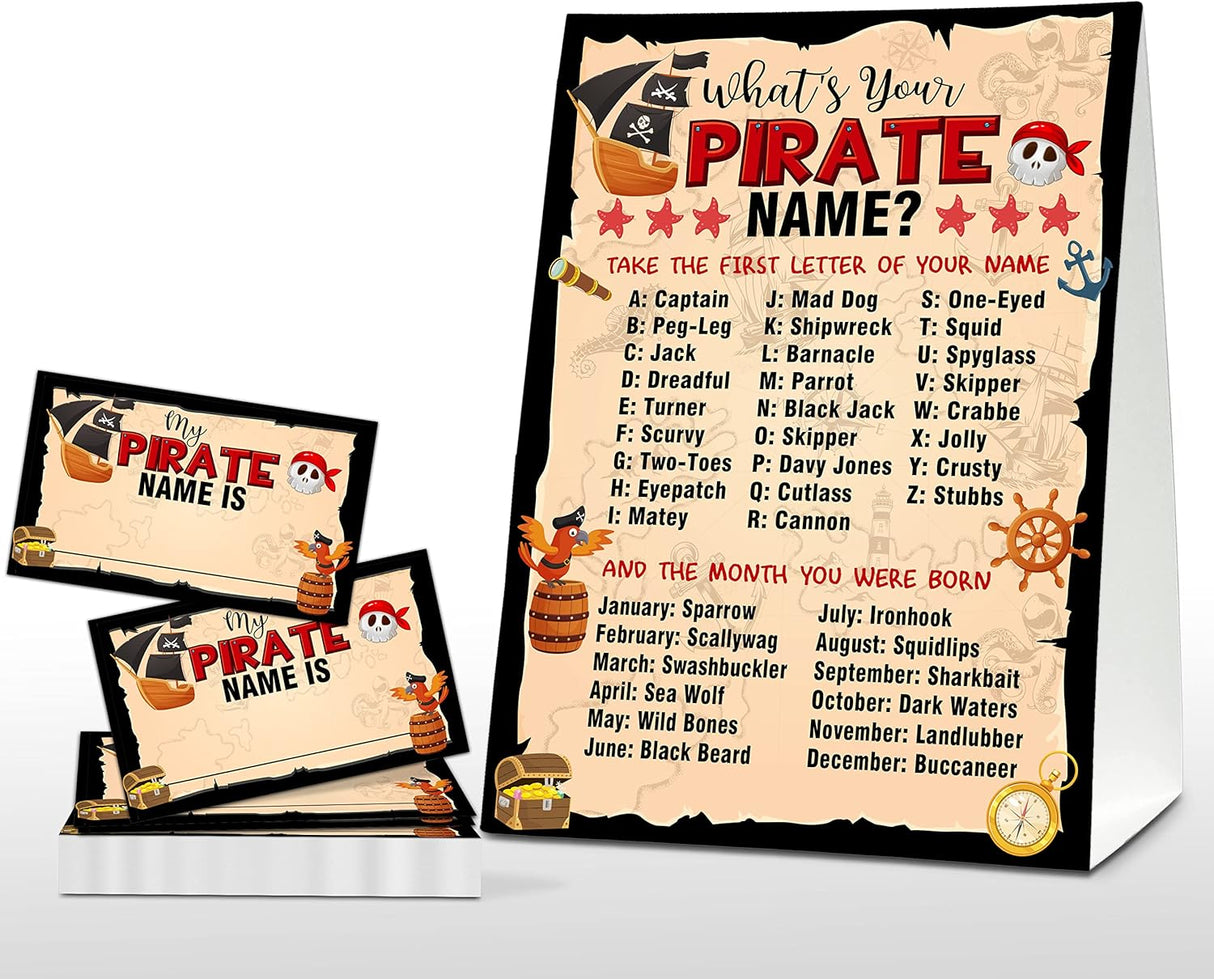 Juego de Nombres de Pirata - Fiesta Vintage - 30 Stickers 12