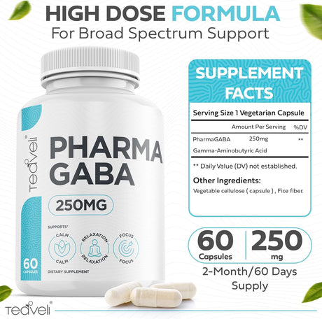 Suplemento Pharma GABA 250 mg la salud cognitiva fermentado