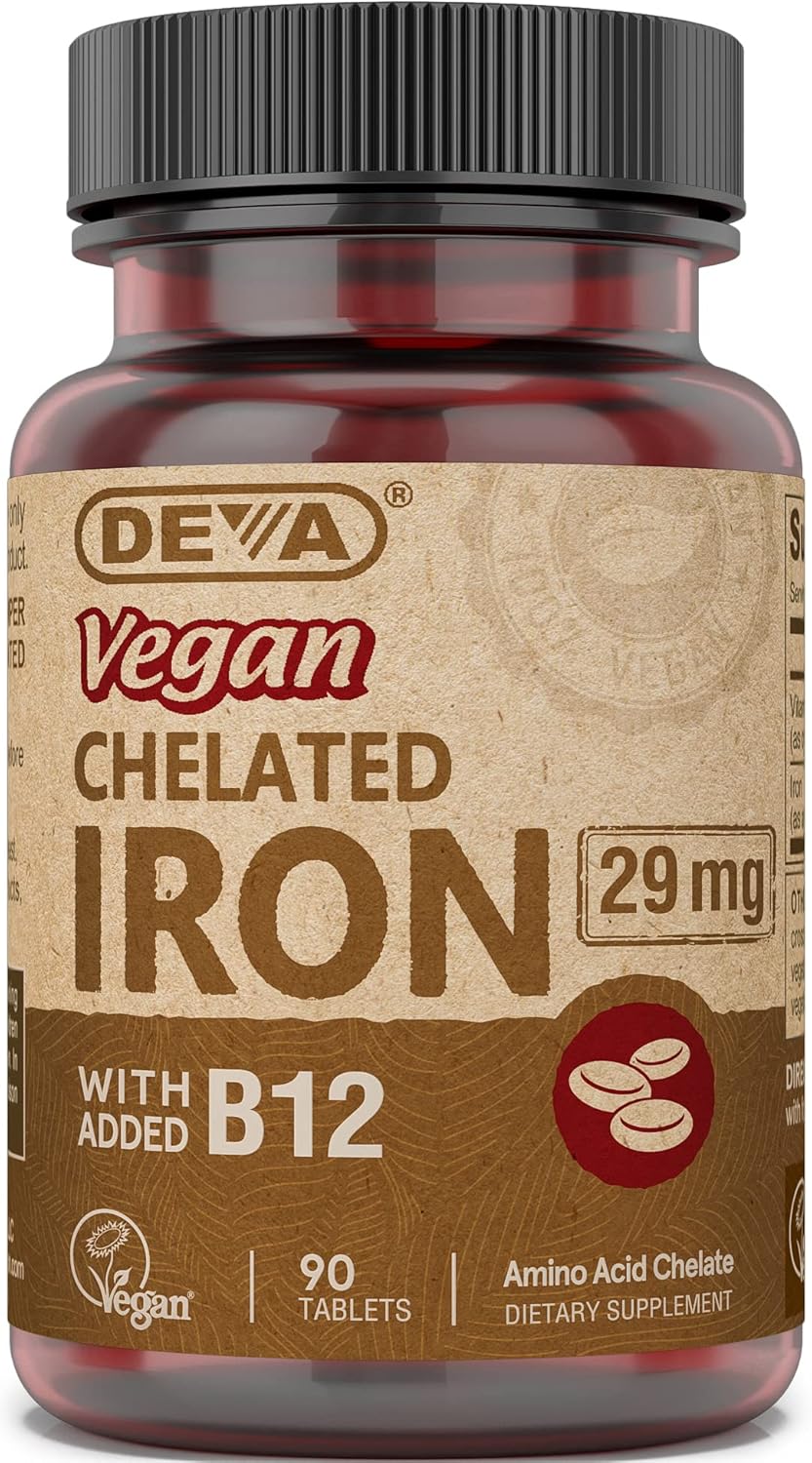 Deva Nutrition Iron Vegano 29 mg B-12 Fuerte 90 Tabletas