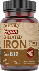 Deva Nutrition Iron Vegano 29 mg B-12 Fuerte 90 Tabletas