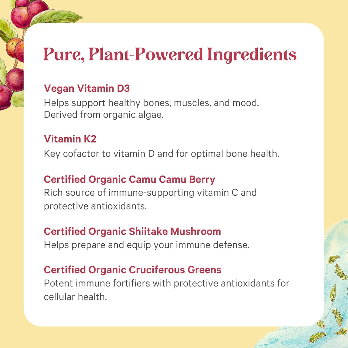 Pure Synergy D3 + K2 Complejo Vegano | Orgánico 60 cápsulas