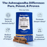 Barra de miel con Ashwagandha y Shilajit, 60 sticks, energía e inmunidad