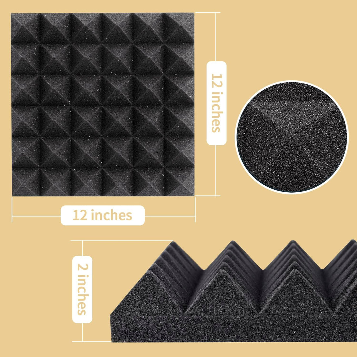 Paneles Acústicos AUSLET 12x12x2, Espuma Aislante, 36 Pzas