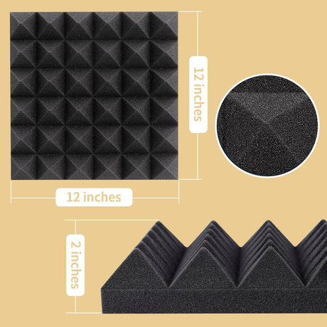 Paneles Acústicos AUSLET 12x12x2, Espuma Aislante, 36 Pzas