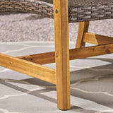 Sofá de madera y mimbre para exterior Marcia 75.50x31.00x31.50