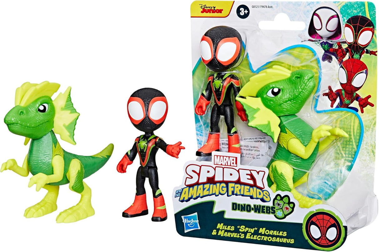 Figuras de Acción Spidey, Morales y Electrosaurus para Niños