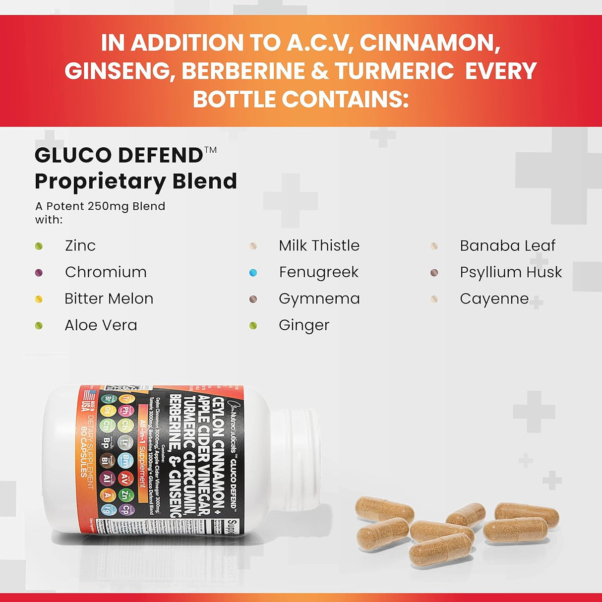 Suplementos Canela 3000mg Cúrcuma 3000mg de sidra de manzana