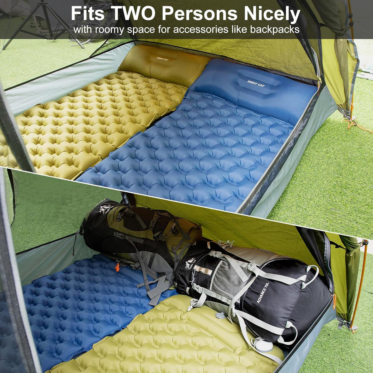 Tienda de campaña 2 personas Night Cat, impermeable, liviana, 7x4.4ft