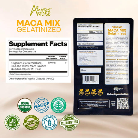 Cápsulas de Maca Premium Amazon Andes 3000mg Energía