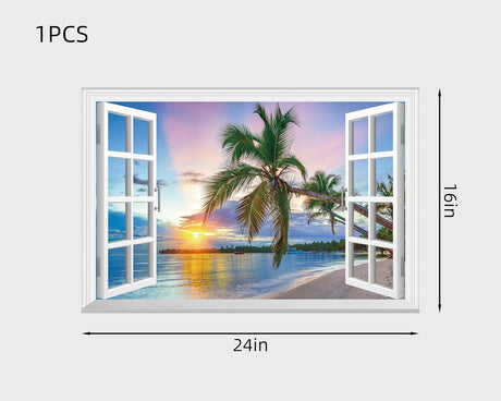 FLFK Adhesivo de pared falso para ventana diseño de amanecer