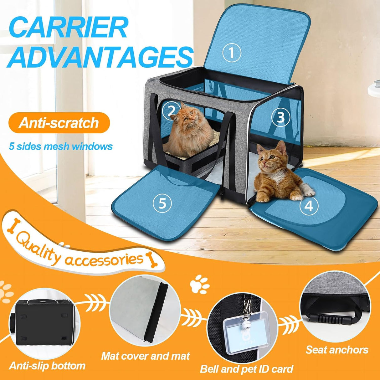 Transportín Extra Grande con Ruedas Petskd para Mascotas
