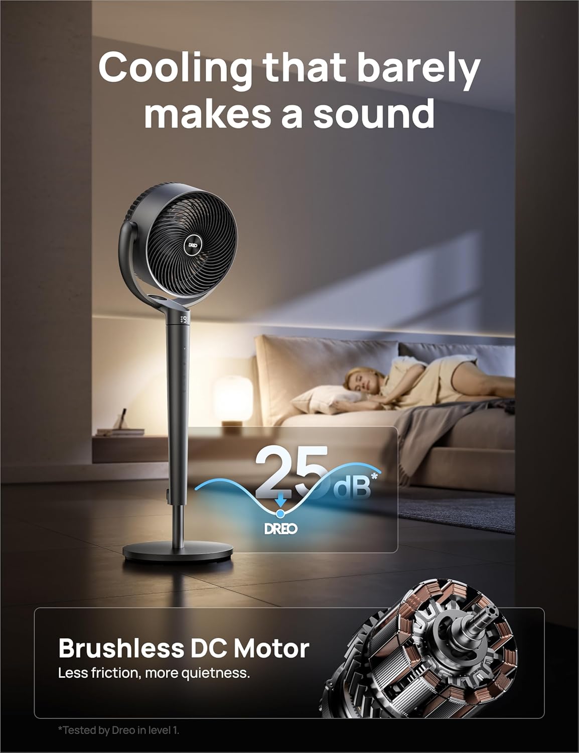 Ventilador oscilante Dreo, 9 velocidades, control inteligente
