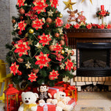 Flores Artificiales Poinsettia - 36 Piezas, Clips, 6-4-3 Pulgadas