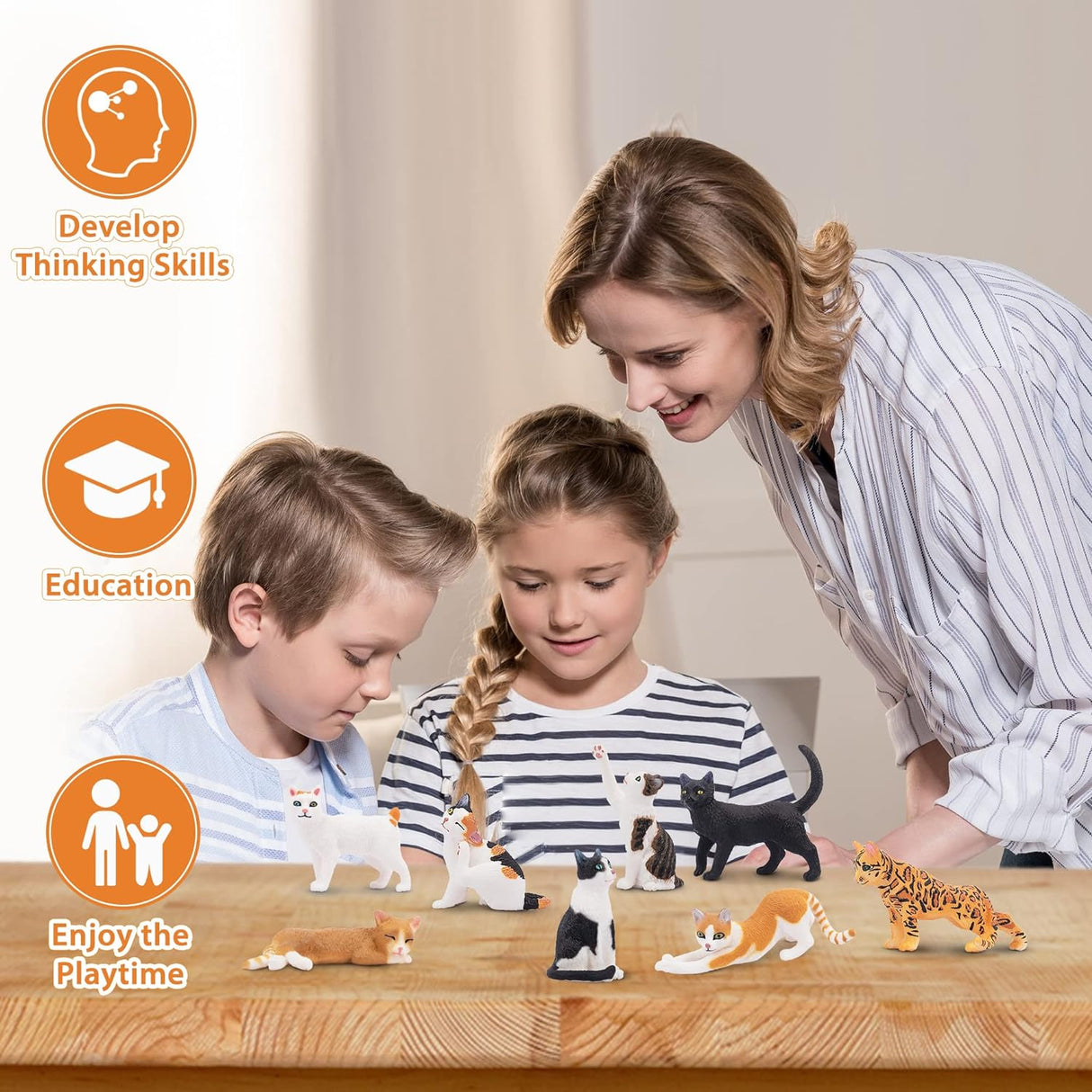 Juego de Figuras de Gato Educativas para Niños y Niñas