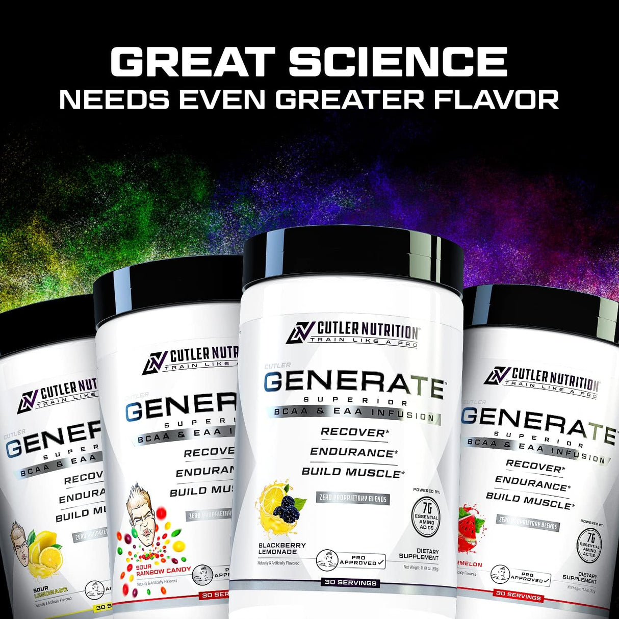 Suplemento de BCAA y EAA Cutler Nutrition, 5g BCAAs, 2g EAAs, 30 porciones