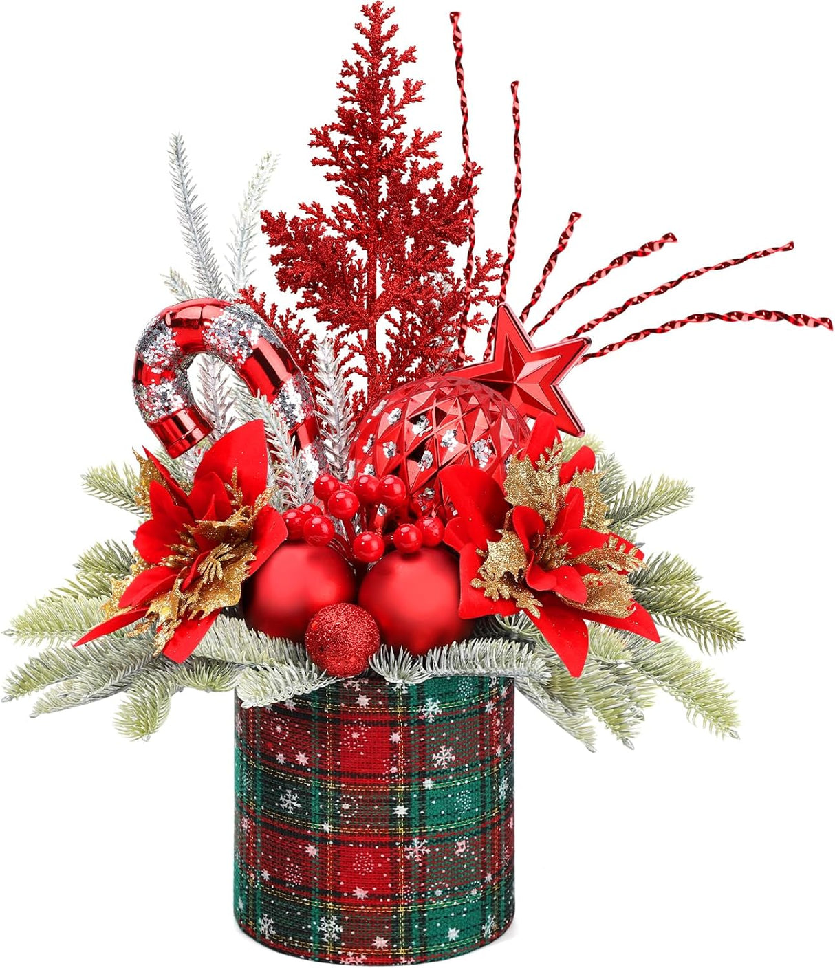 Árbol de Navidad Miniatura Artificial, Decoración con Adornos