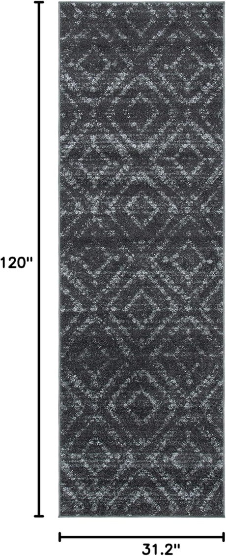Alfombra Runner Moderna, Diseño Diamante, Ideal para Tráfico (ADR131F)