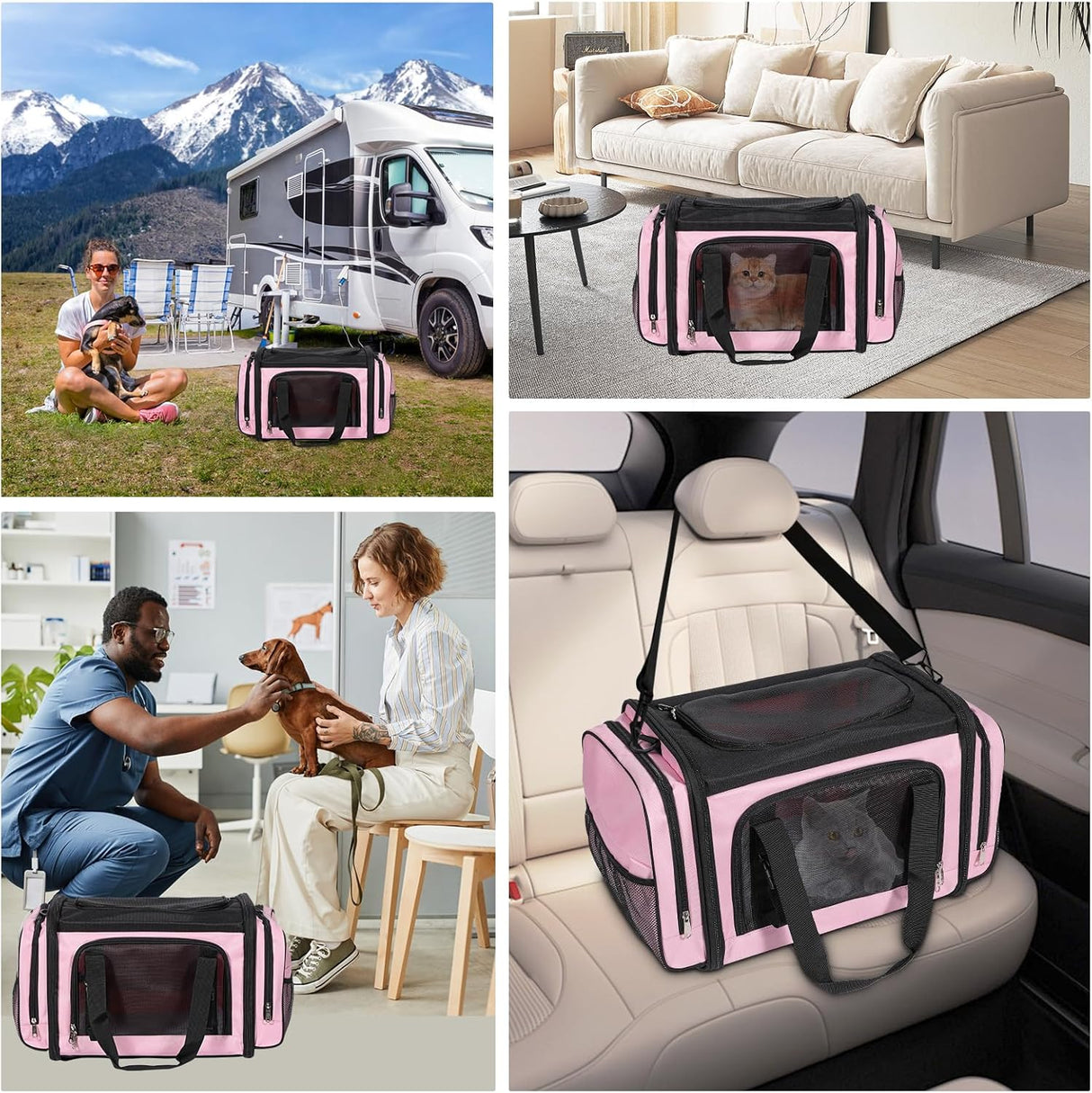Transportador grande para 2 gatos, marca XYZ, suave y plegable