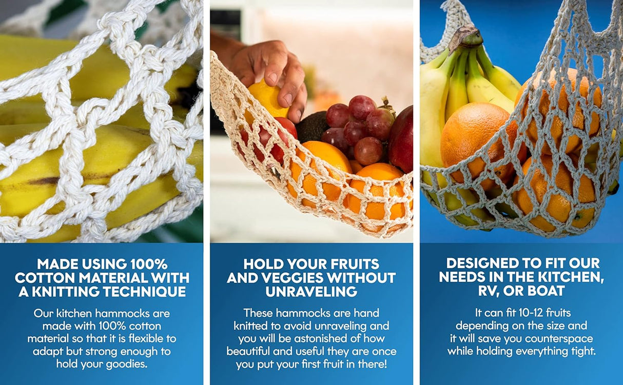 Hamaca Frutal de Algodón, 2 Piezas, Soporte y Ganchos incluidos