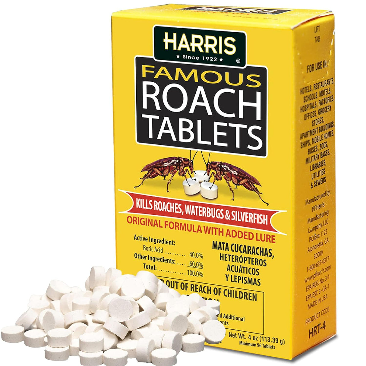 Tabletas Harris para Cucarachas, Ácido Bórico, 96 Tabletas