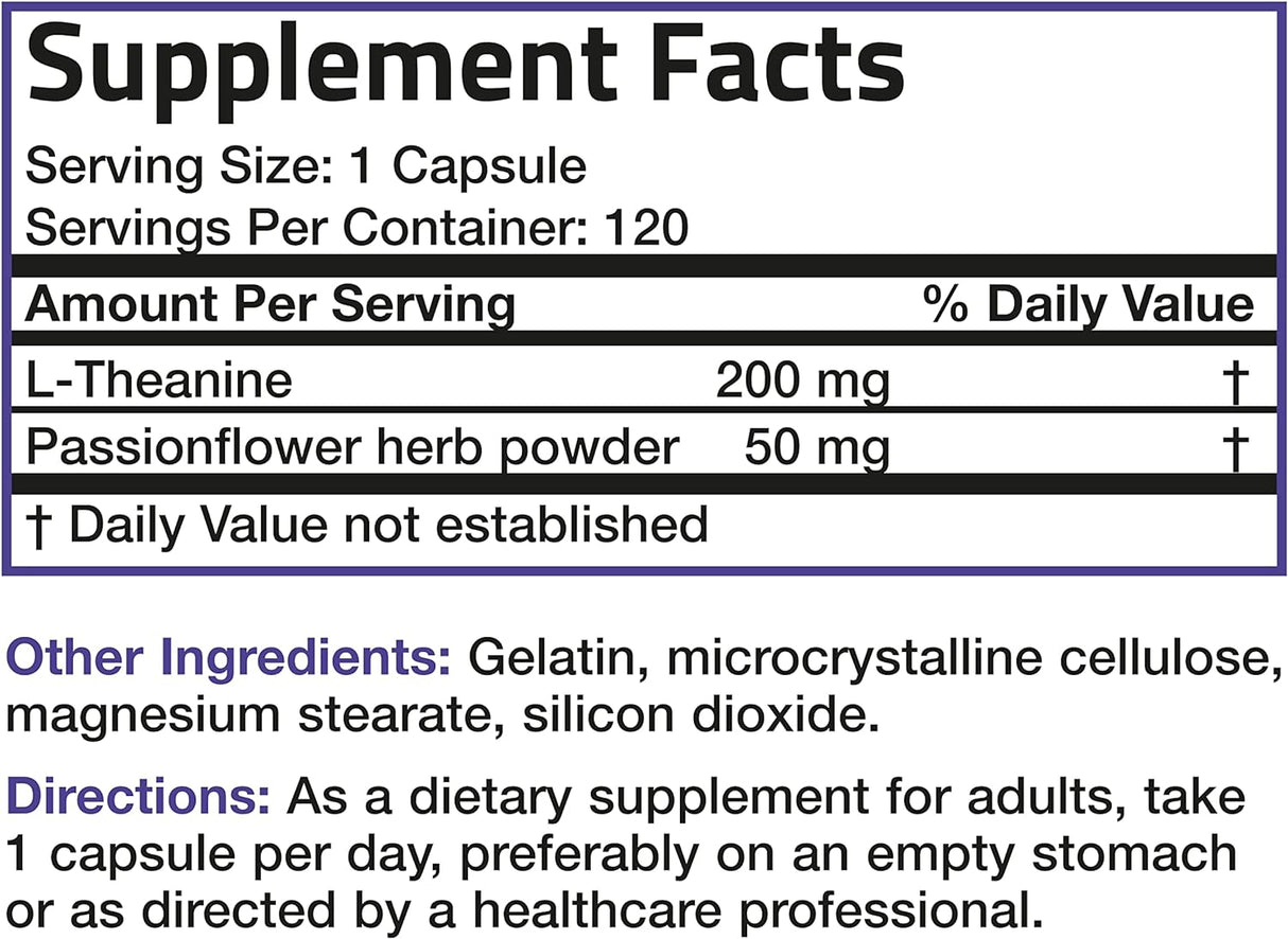 Suplemento Bronson L-teanina de 200 mg (doble fuerza) 120 un