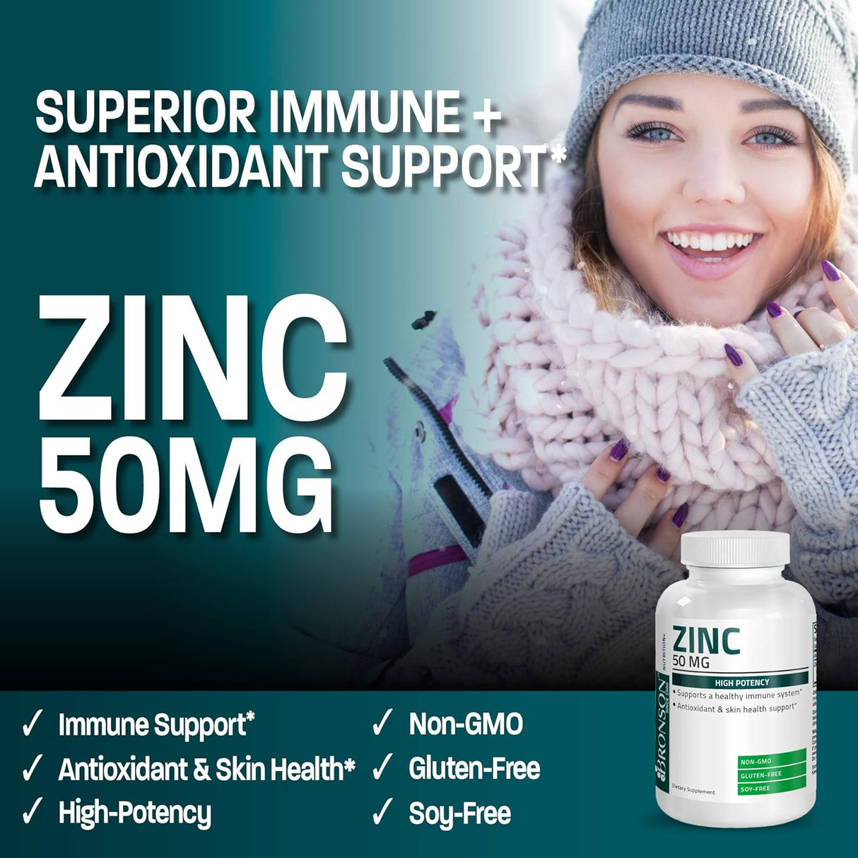 Suplementos Zinc 50mg Complejo Óxido de Zinc 50%  Picolinato