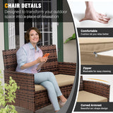 UDPATIO Muebles de patio, 4 piezas, sillas de mimbre para exteriores, juego de conversación de balcón, muebles de porche, sofá biplaza seccional con cojines y mesa para patio, piscina, jardín