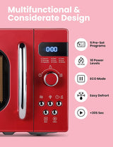 Microondas Retro COMFEE', 0.7 Cu Ft, 700W, 9 Menús, AM720C2RA-R