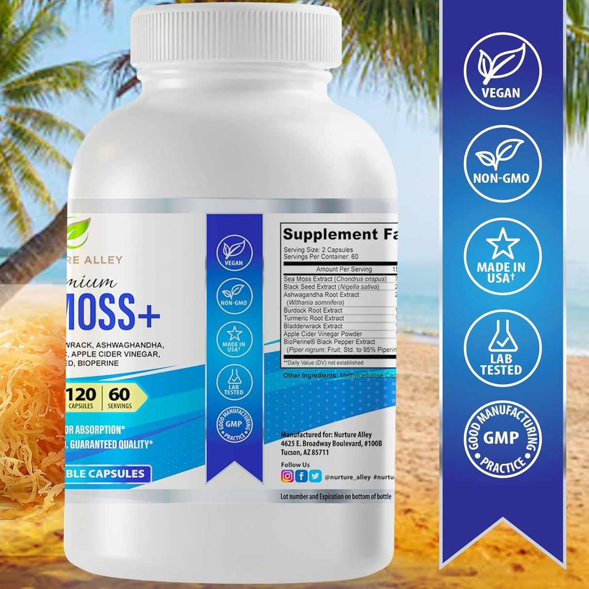 Complejo 8 en 1 de superalimentos: Sea Moss, Black Seed, Ashwagandha
