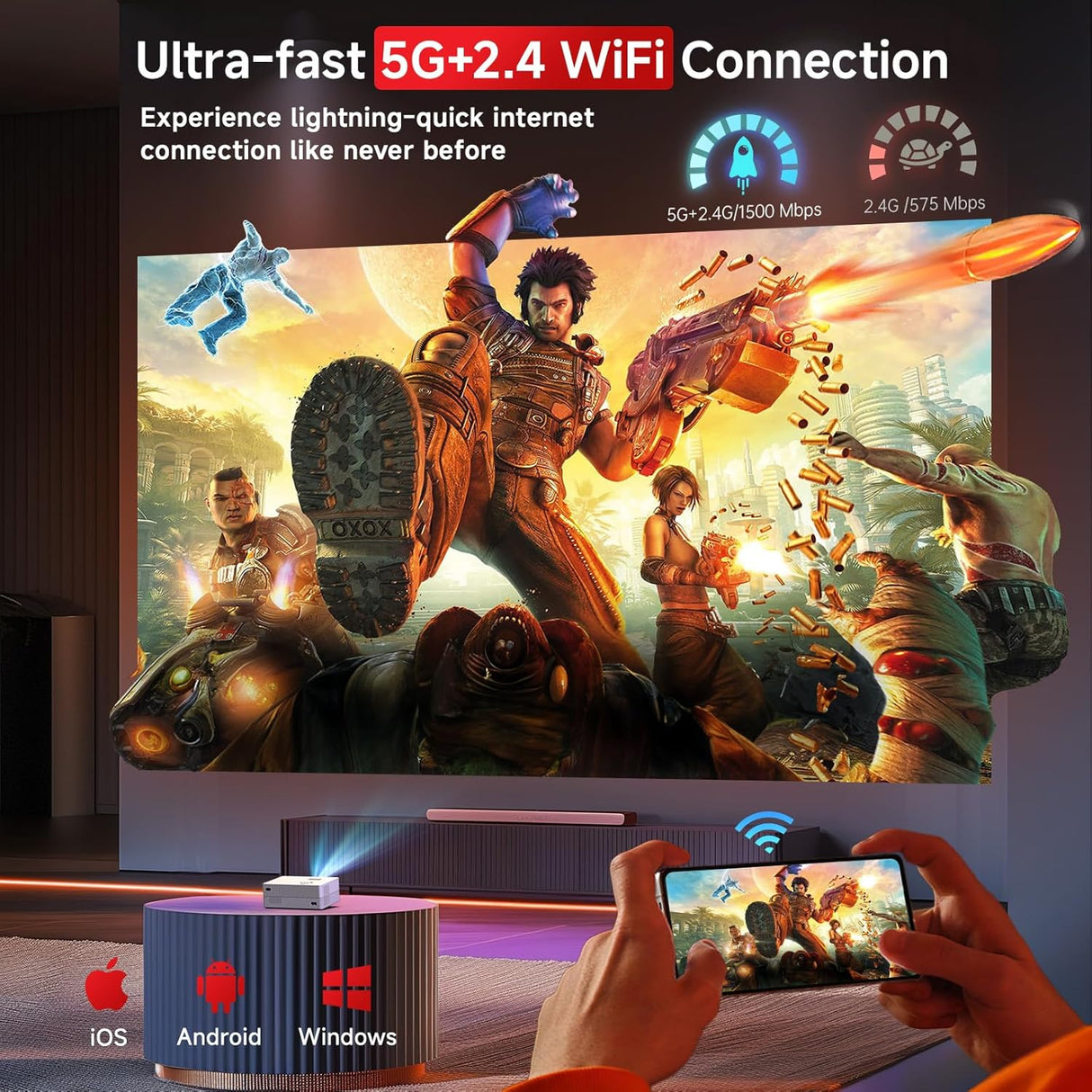 Proyector 4K Mini JOWLURK, WiFi, Bluetooth, 15000L, portátil