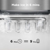 Máquina de Hielo Silonn, 9 Cubos en 6 Min, 26 Lbs en 24 Hrs