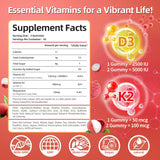 Gomitas de Vitamina D3 K2 Magnesio Sin Azúcar 90 Uni
