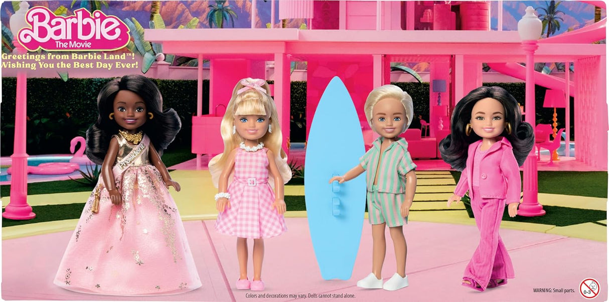 Barbie La Película Chelsea Juego 4 Muñecos con Ken, Gloria y Removibles