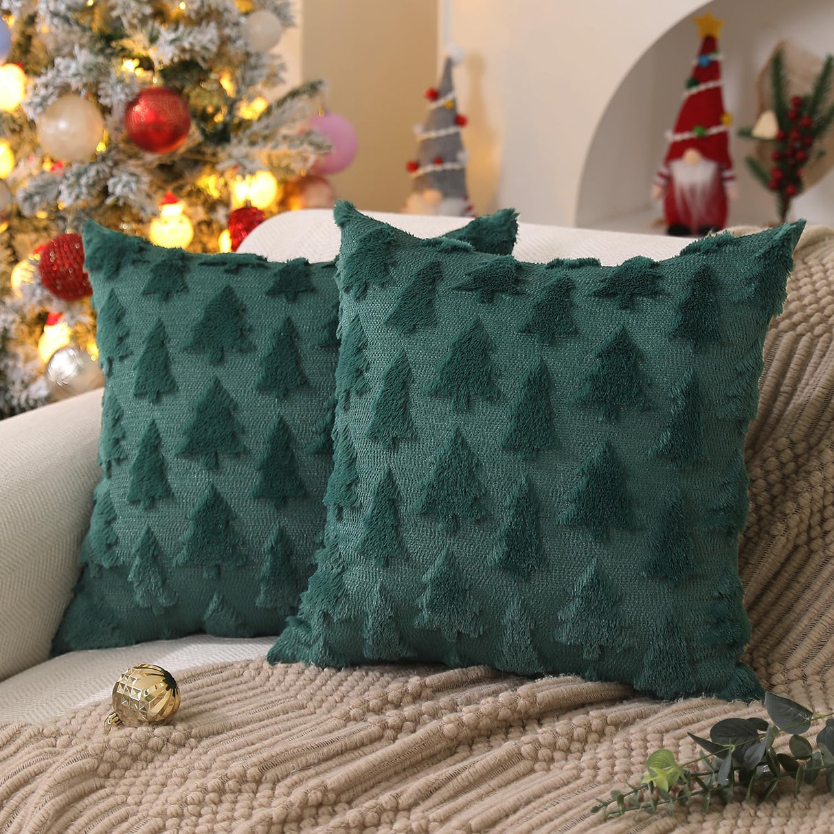 Cojines Navideños DFXSZ 18x18 Pulgadas Suave Peluche PTK006A18