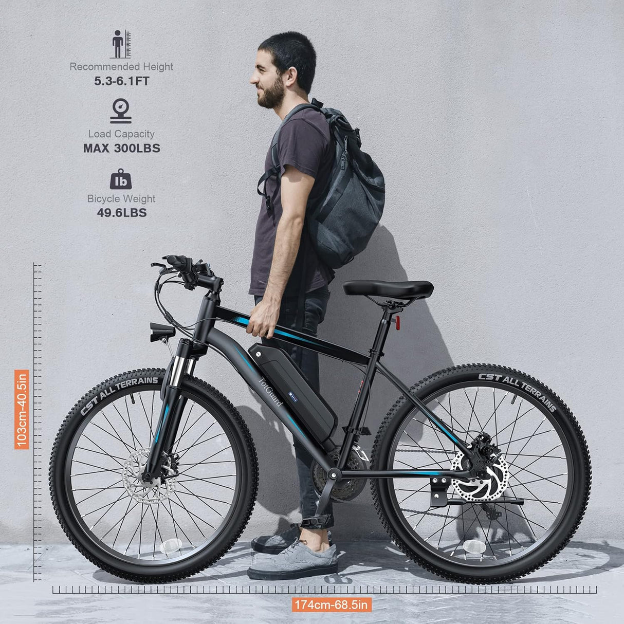 Bicicleta Eléctrica Wooken 750W, 55 millas, 21 velocidades